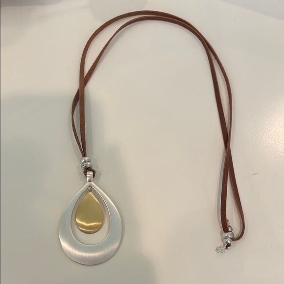 Lucky Brand Silver and Gold Layered Pendant Necklace - Picture 2 of 5